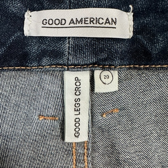 Good American Good Legs Crop High Rise Skinny Jeans Distressed Blue 345 Size 20 - Picture 11 of 13